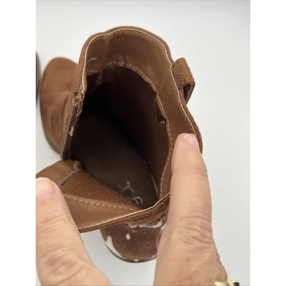 Sugar Ladies Faux Cow Hair on Faux Leather Ankle Booties - size 7.5 Brown Boots - Picture 6 of 10